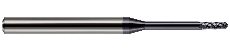 Picture of Harvey Tool 76850-C3 .050 Ball CarbideLG RCH EM-4 FL AlTiN End Mill Standard Flute Standard Helix Carbide AlTiN Single End Ball NoseBall